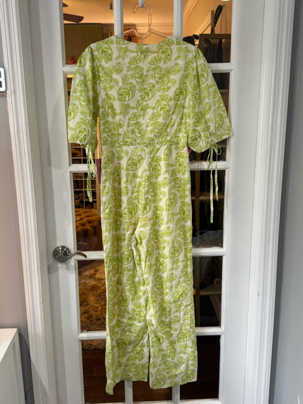 🤍 🍋‍🟩Ivy City Co Green Leaf‎ Print Jumpsuit Romper Playsuit Printed Summer - Picture 5 of 6